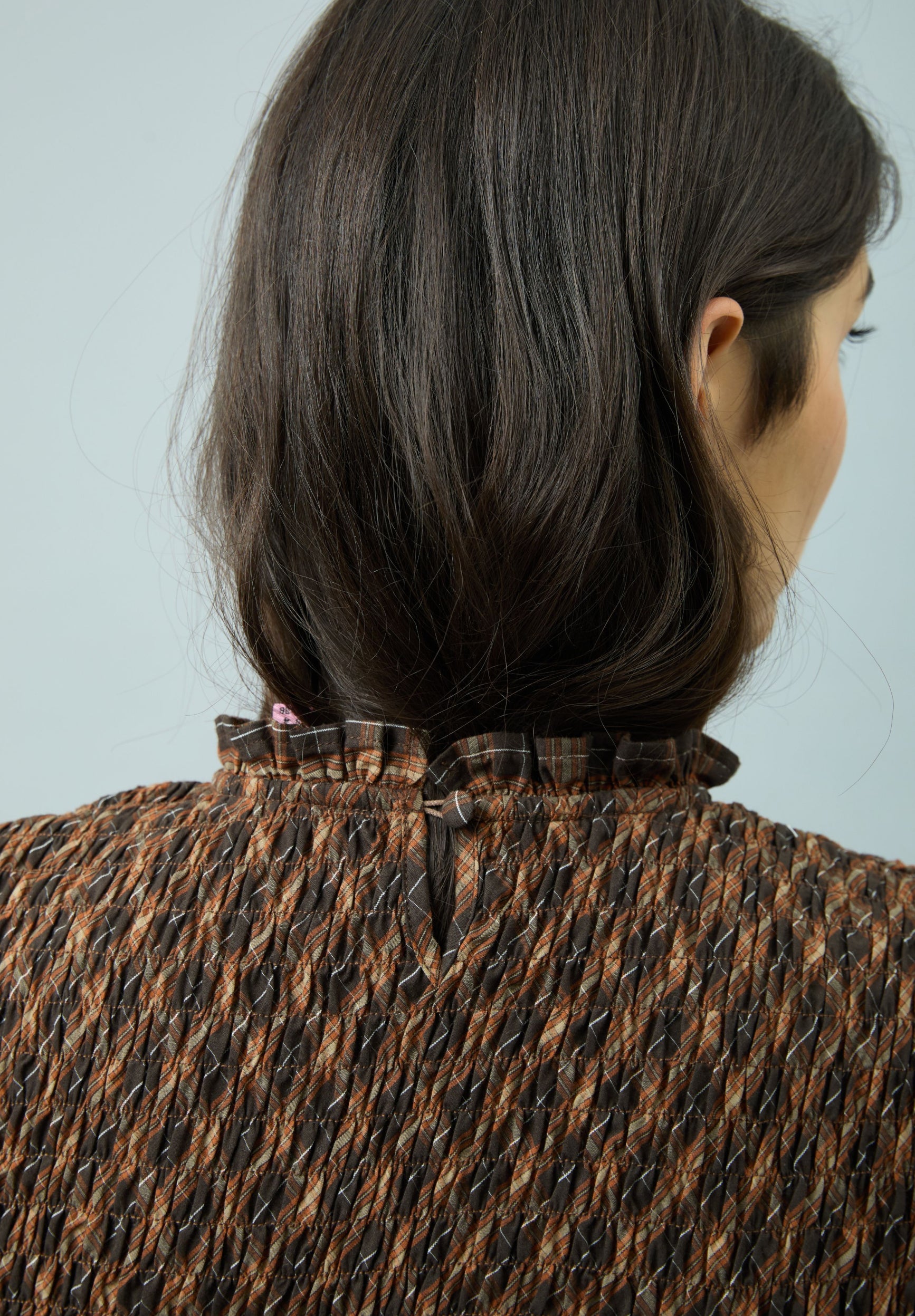 CHECK RUCHED TOP