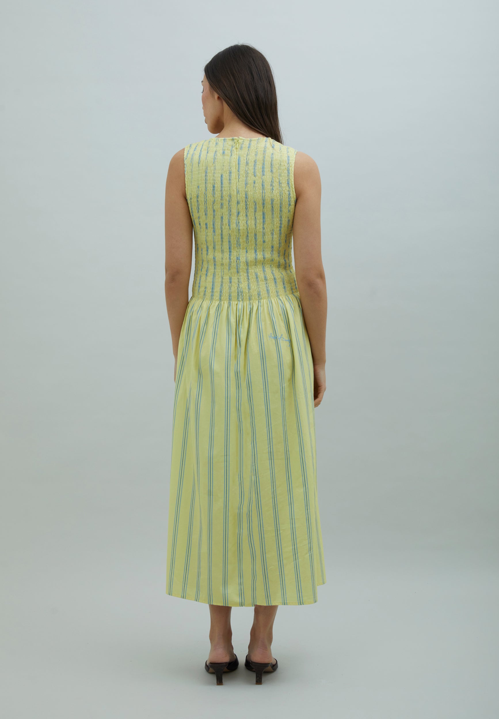 STRIPED RUCHED DRESS